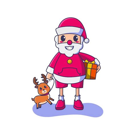 Premium Vector Cute Santa Claus And Deer Illustration