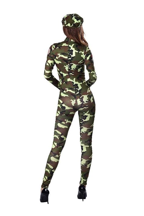 New Camouflage Color Police Woman Soldier Costume Sexy Army Cosplay Uniform Dress Halloween