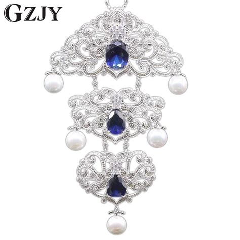 Gzjy Vintage Style Gold Pated Shell Pearl Aaa Zircon Party Broochpendant Multiple Use Clothes