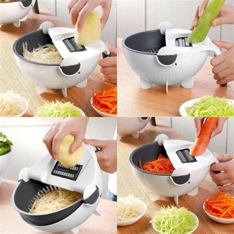 New 9in 1 Multifunction Magic Rotate Vegetable Cutter With Drain Basket