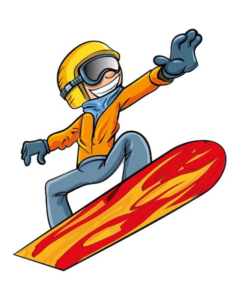 Premium Vector Cartoon Snowboarder Flying Through The Air