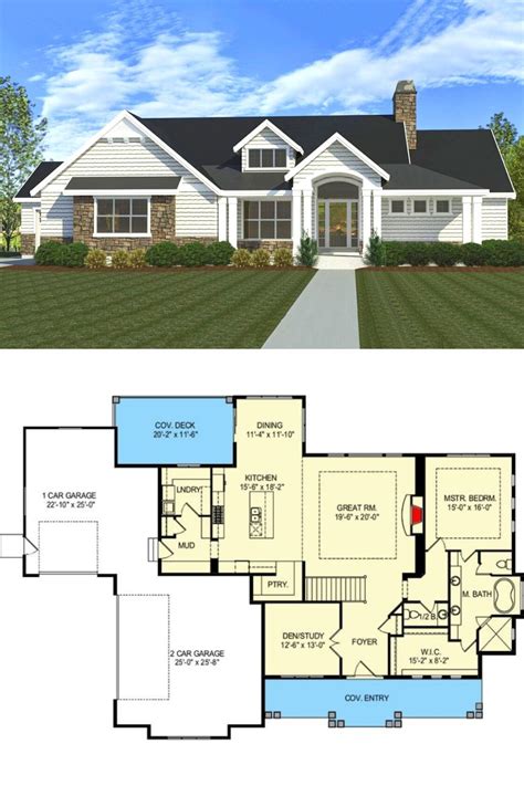 4 bedroom single story new american home with open concept living floor plan cottage
