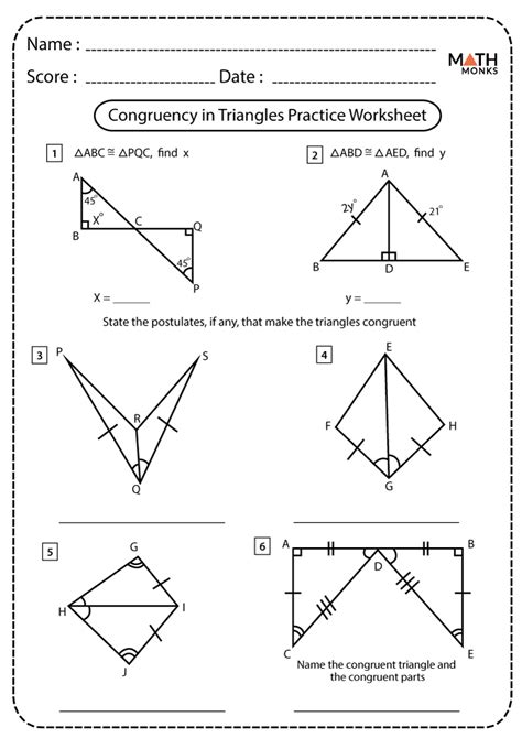 Triangle Congruence Worksheet 1