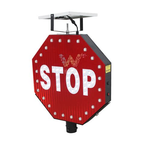 New Aluminum Stop Sign Board Solar Power Traffic Sign Wide Way