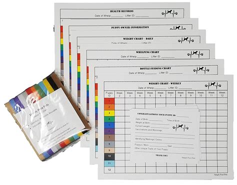 Puppy Whelping Charts For Record Keeping Bundled With Whelping Colors