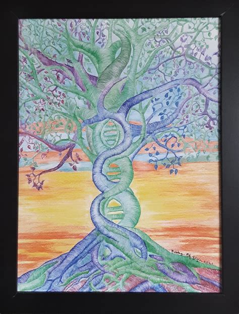 Dna Tree Of Life Tree Art Framed Tree Of Life Drawing Etsy India