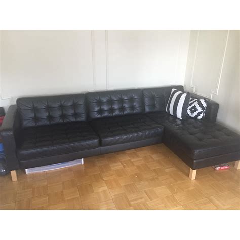 Ikea Karlstad Black Leather L Shaped Sectional Sofa Aptdeco