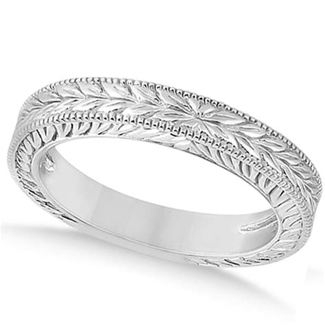 Unique gold wedding band with flowers and leaves, unusual nature ring, filigree gold wedding band, unique womens wedding band, anniversary ring ■■ all wedding rings are only crafted with the finest of recycled metals details: Vintage Carved Filigree Leaf Design Wedding Band 14k White ...