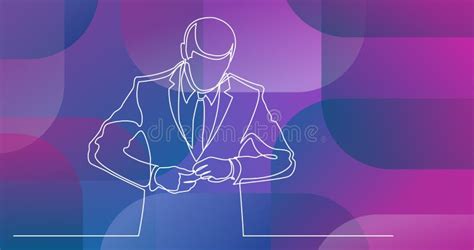 Continuous Line Drawing Of Standing Man Testing New Suit Stock Vector