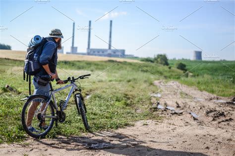 Hipster Man On A Bicycle Containing Bicycle Young And