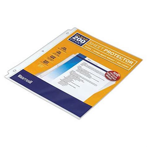 Samsill 200 Clear Super Heavyweight Sheet Protectors 47 Mil Thickness