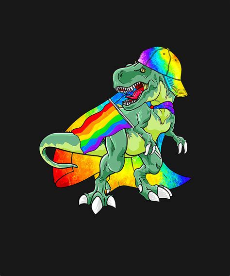 Dinosaurs Gay Pride Flag LGBT Lesbian Bisexual T Rex Trans T Shirt