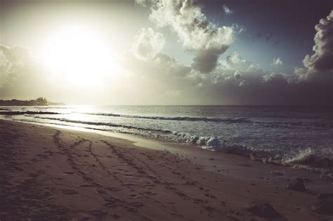 Wallpaper Ocean Sun Beach Clouds Evening Sand Faded Barbados