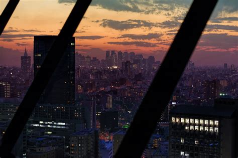 Wallpaper Japan Photoshop Window Sunset City Cityscape Night