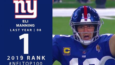 Get the latest nfl player rankings on cbs sports. #1: Eli Manning (QB, Giants) | NFL Top 100 Players of 2019 ...