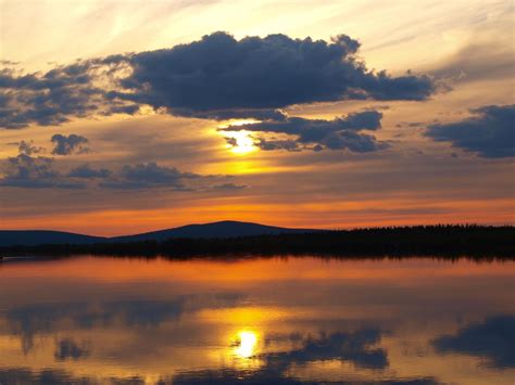 Midnight Sun In Beautiful Lapland Sweden The Midnight Sun Is A