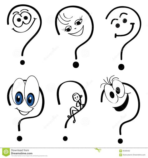 Cartoon Question Marks Emoji Smiley Faces Stock Illustration