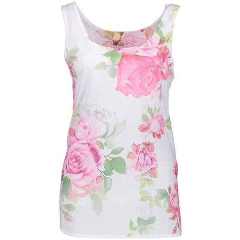 Barcode Apparel White And Pink Floral Tank 879 Liked On Polyvore