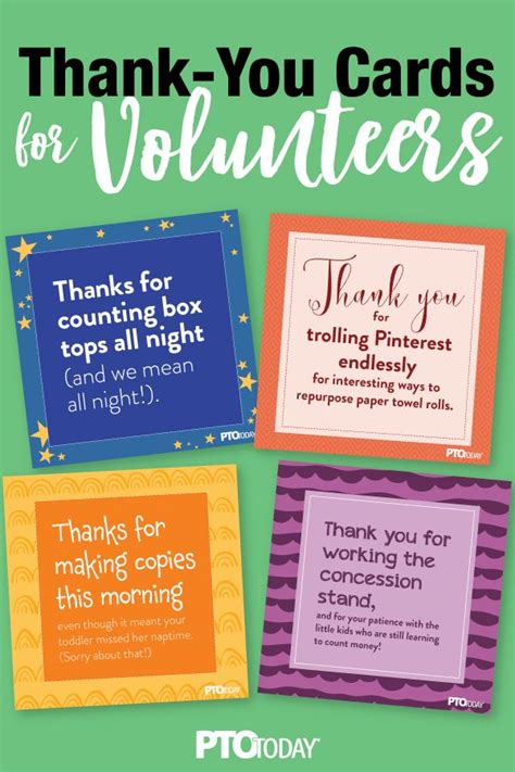 Thank You Cards For School Volunteers Pto Today School Volunteer