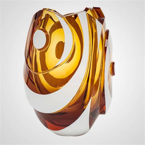 “rouge” Hand Cut Overlay Vase In Topaz By Jabůrek Lukáš For Moser Crystal For Additional