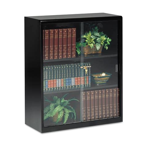 Tennsco Executive Steel Bookcase With Glass Doors Three Shelf 36w X 15d X 42h Black Walmart
