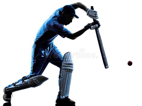 Silhouette De Batteur De Joueur De Cricket Photo Stock Image Du Blanc