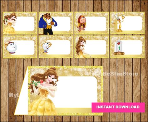 Princess Belle Food Labels Printable Beauty And The Beast Etsy