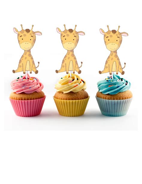 Giraffe Cupcake Toppers For Baby Shower Or Birthday Party 12 Etsy