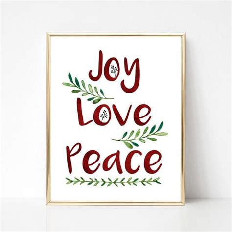 Joy Love Peace Christmas Printable Holiday Art Christmas Etsy