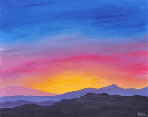 Items Similar To Mountain Sunrise Original Acrylic Landscape Painting