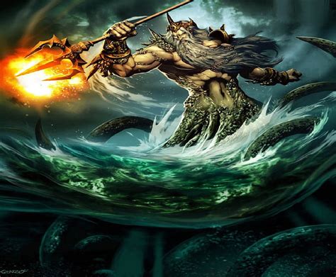 Poseidon King Of The Seas Poseidon Fantasy Sea Trident Hd Wallpaper Peakpx