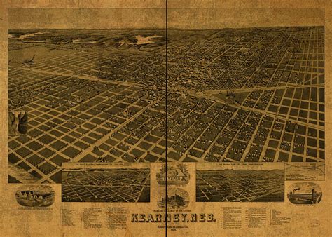 Kearney Nebraska Progress Vintage City Street Map 1889 Mixed Media By