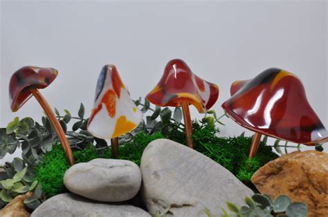 Whimsical Fused Glass Mushroom Fused Glass Garden Art Art Etsy