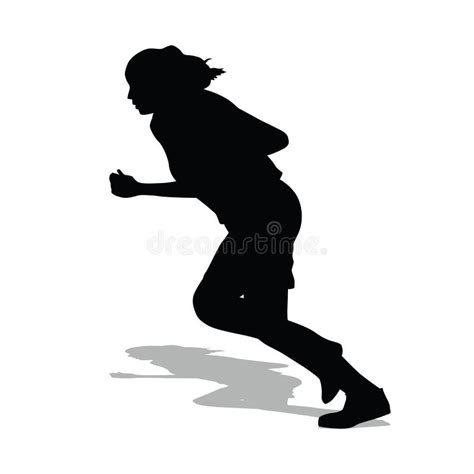 Run Running Women Vector Set Of Isolated Silhouettes Stock