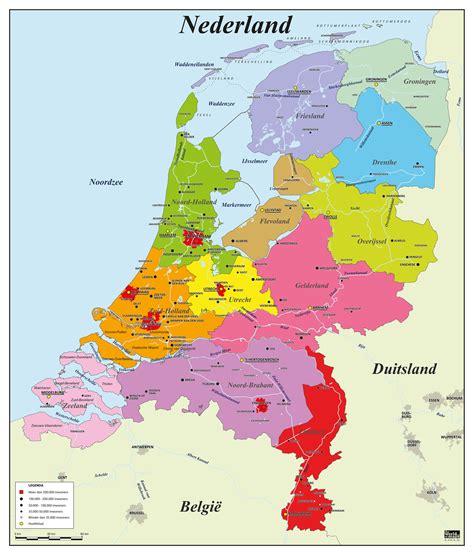 Poster Kaart Nederland Met Provincies En Hoofdsteden 50x70cm Images