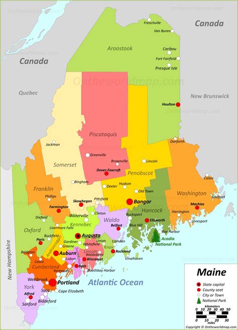 Map Of Maine With Cities Large World Map