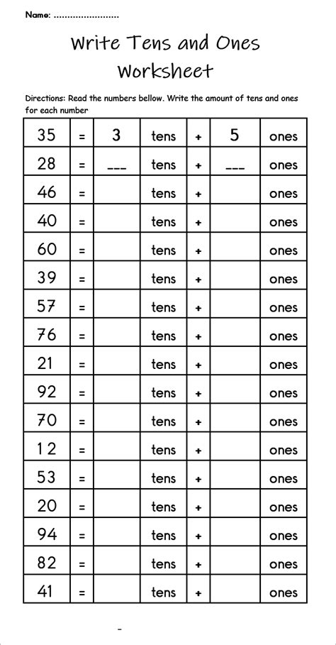 Write Tens And Ones Worksheet