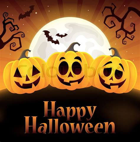 Happy Halloween Sign With Pumpkins 4 Stock Vector Colourbox