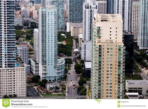 View Among Miami Apartment Towers Stock Image Image Of