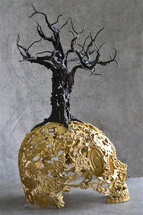 Alain Bellino Monsancto Bronze Skull Sculpture Bronze Sculpture At