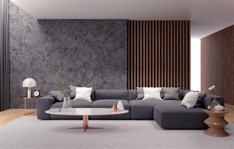 Photo Wallpaper Room Sofa Furniture Modern Living Concrete Living