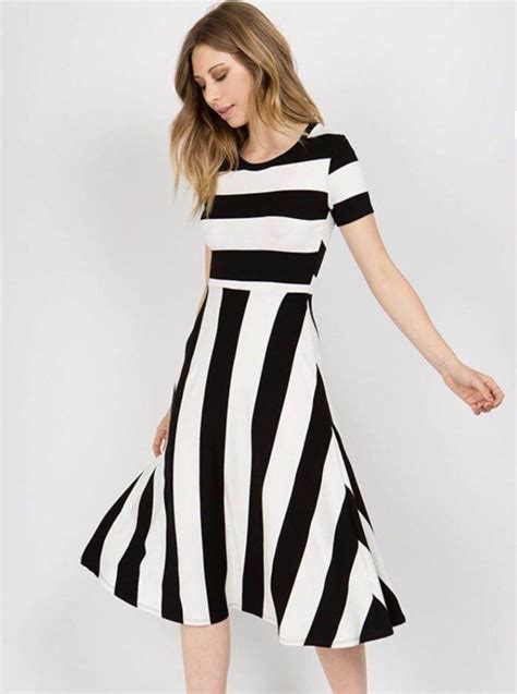 Buy Designer Black And White Stripe Dress For Women Online Kahini Fashion