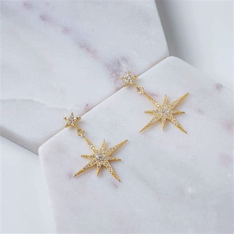 Browse Petite Star Burst Drop Earring Gold And More From Latelita
