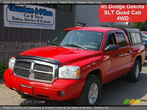Flame Red 2005 Dodge Dakota Slt Quad Cab 4x4 Medium Slate Gray