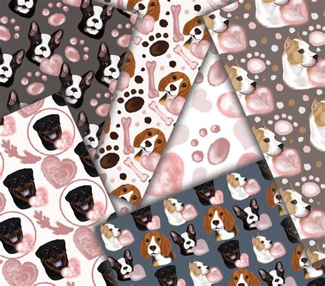 Dog Digital Papers Seamless Dog Paper Pack Scrapbook Paper Etsy