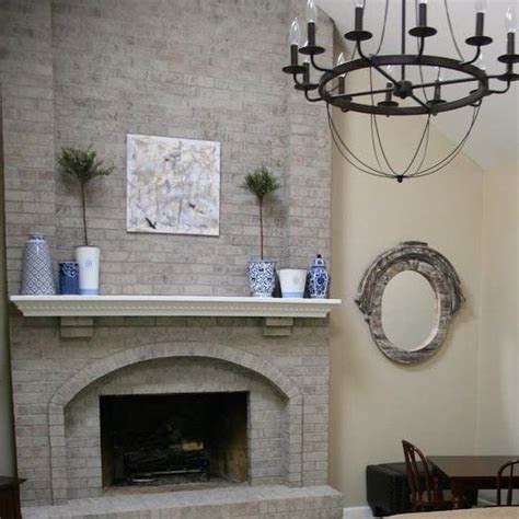 I have have a brick fireplace with its original color and want to update it! Paint Color SW 7036 Accessible Beige from Sherwin-Williams | Painted brick fireplaces, Brick ...