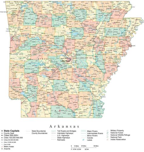 State Map Of Arkansas In Adobe Illustrator Vector Format