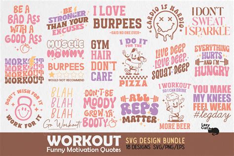 workout motivation quotes svg png bundle graphic by lazy cat · creative fabrica