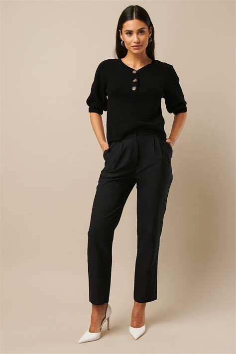 High Waist Suit Pants Schwarz Na