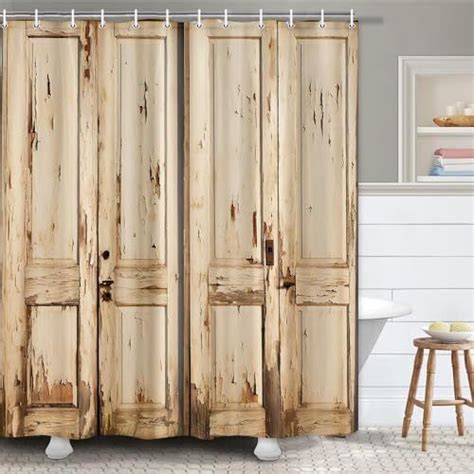 Rustic Wooden Barn Door Vintage Shower Curtain For 7200 X 7200